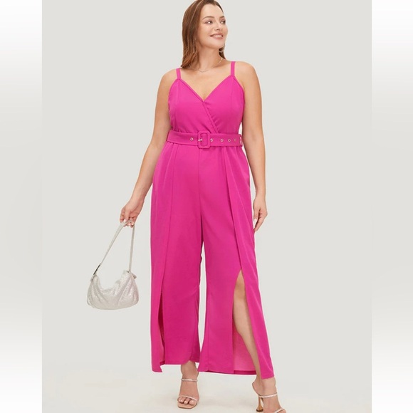 BloomChic Plus Size 3XL Plain Pocket Wrap Buckle Belt Jumpsuit us22-24 - Picture 6 of 7